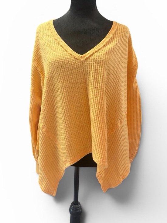 Free People Tops - Free people Oversized Waffle Knit Pullover Sweater - Yellow